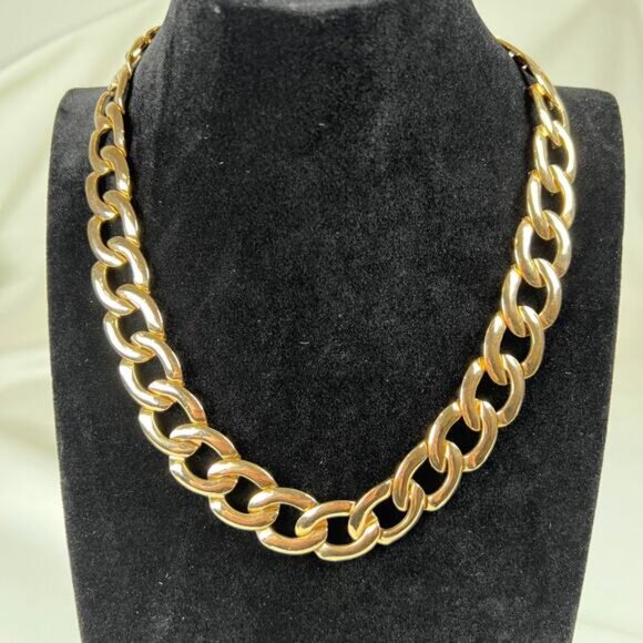 None Jewelry - Goldtone Chain Link Necklace Chunky Statement Fashion